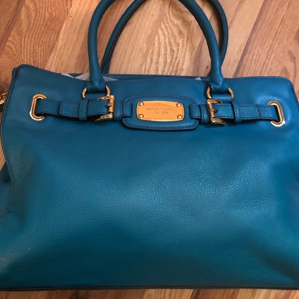 Michael Kors Teal Hamilton Satchel Bag - Picture 5 of 15
